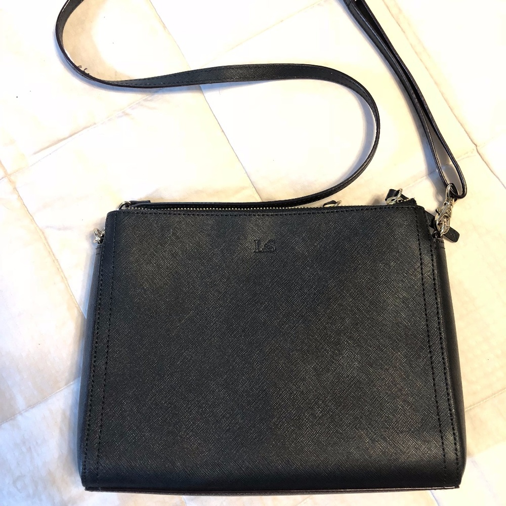 Lo & Sons Pearl Crossbody Black Saffiano Leather